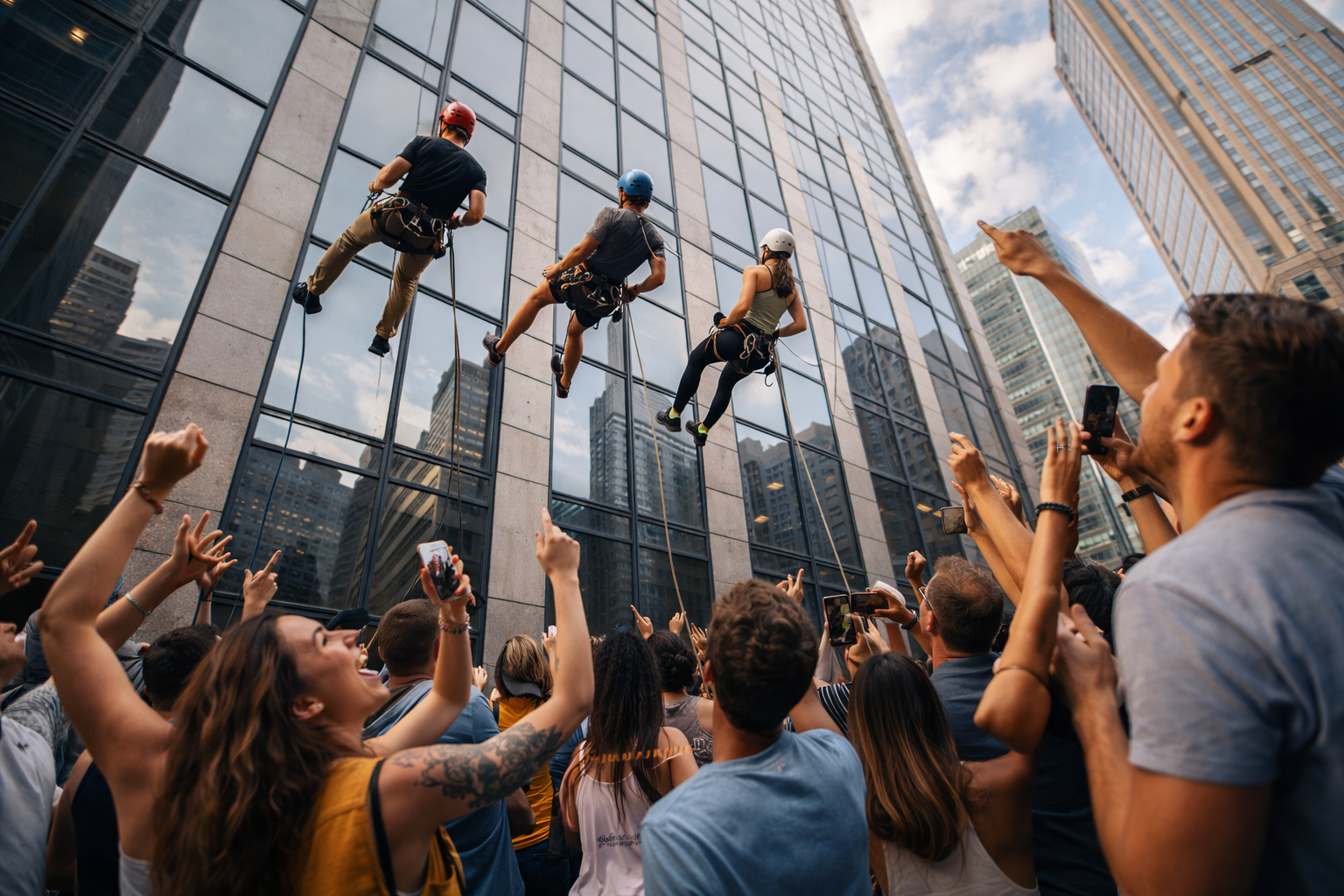 Rappel bottom people party